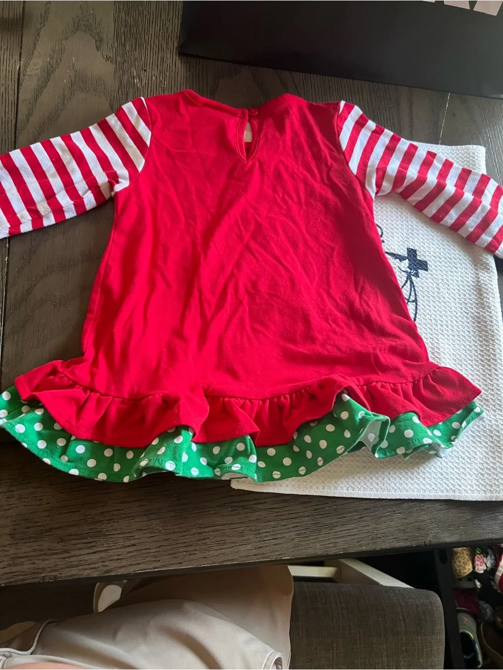 Rare Editions Red & White Striped Santa Pajama Set with Green Accents